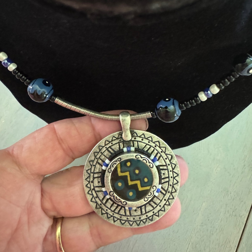 Chico’s Elegant Silver Beaded Pendant Necklace